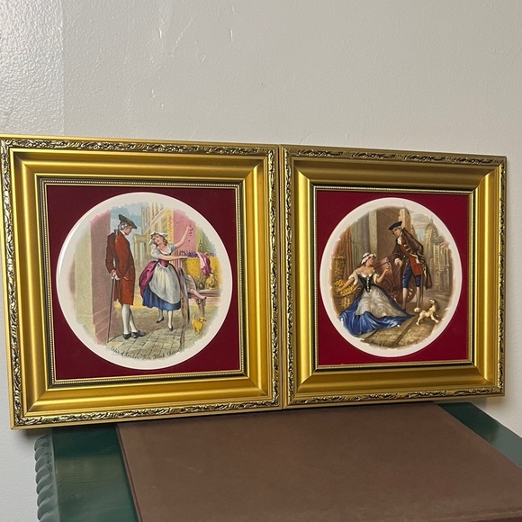 Genuine Staffordshire Ceramics Gold Frame Pair 18th Century Style Victorian Art - Picture 2 of 14